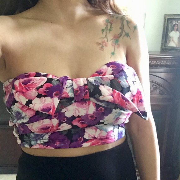 Bow floral crop top bandeau - Picture 2 of 3